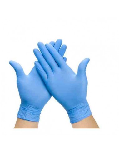 Guantes de nitrilo azul. Dispensador de 100 unds.